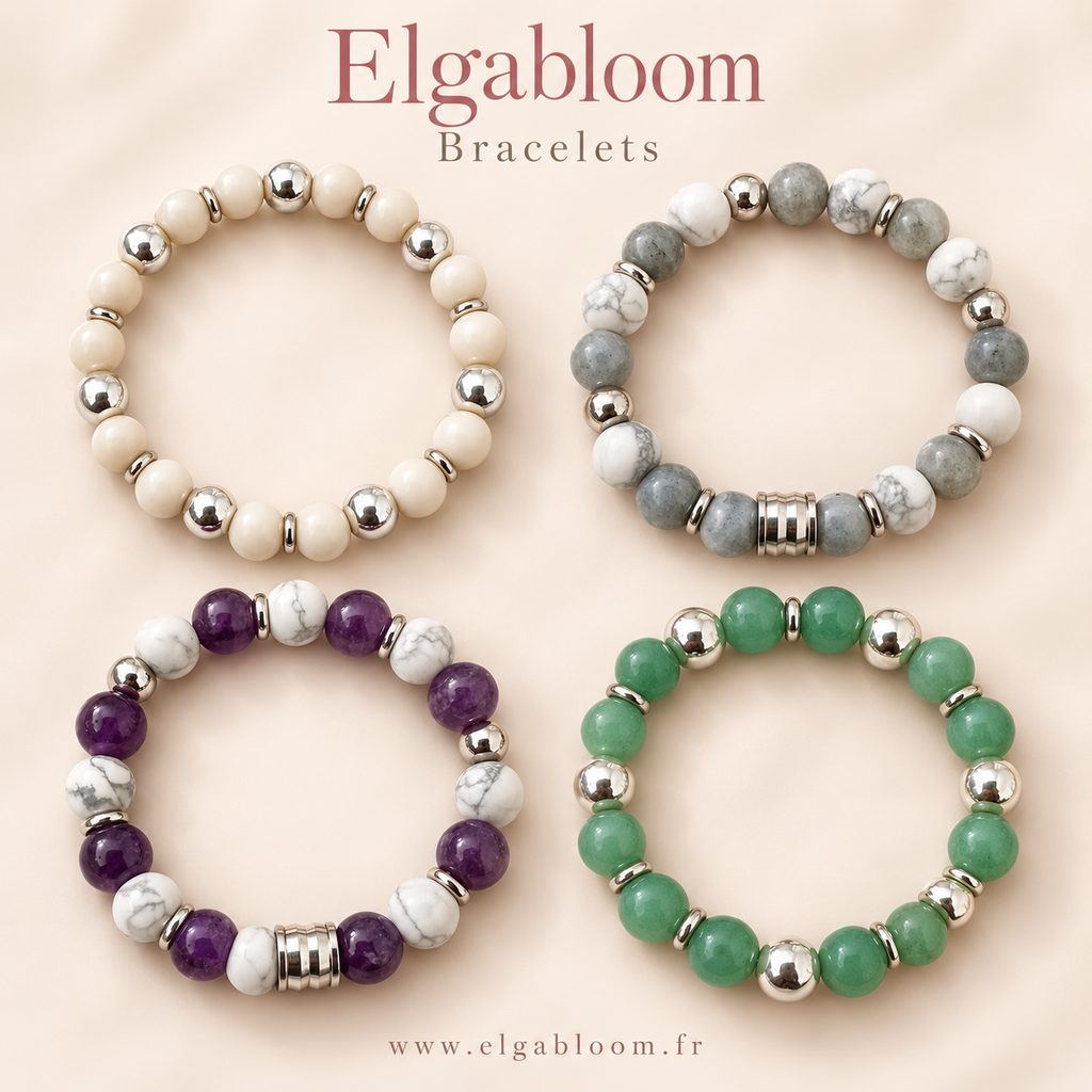 Bracelet élastique Améthyste ou Labradorite ou aventurine verte ou agate rivière