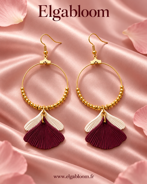 Boucles d’oreilles Alba – Créoles dorées à doubles pétales