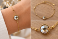 Bracelet Doré Swarovski Champagne – Acier Inoxydable – Bracelet Fin Femme
