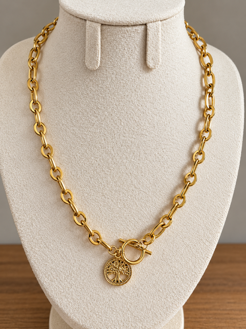 Collier doré Arbre de Vie – Acier inoxydable 316L – Fermoir T