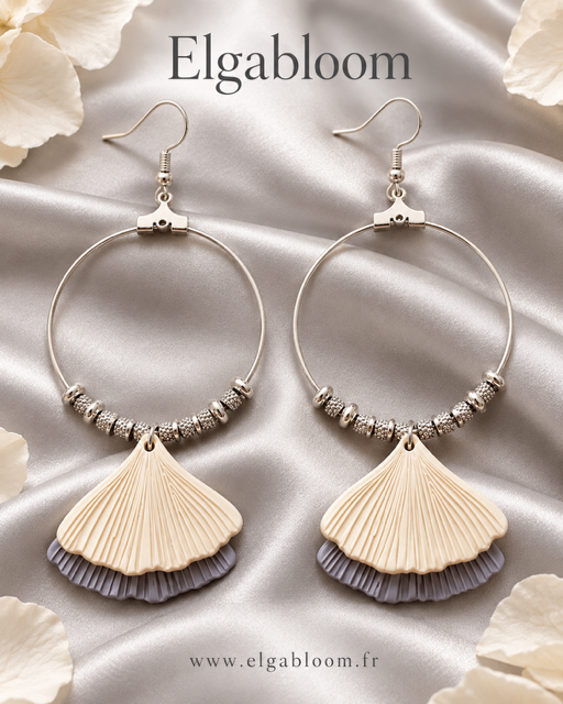 Boucles d’oreilles Alba – Créoles argentées à doubles pétales