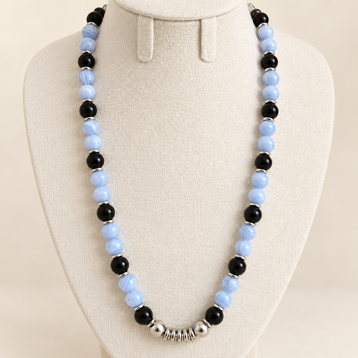 Collier de perles - acier inoxydable - 3 modèles au choix
