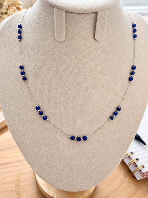 Collier Azur – Lapis-lazuli naturel – Acier inoxydable 316L – Collier fin femme