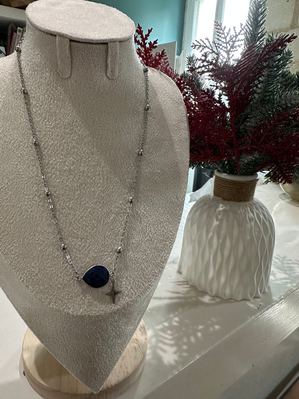 Collier Étoile d’Azur – Lapis-lazuli et acier inoxydable 316L