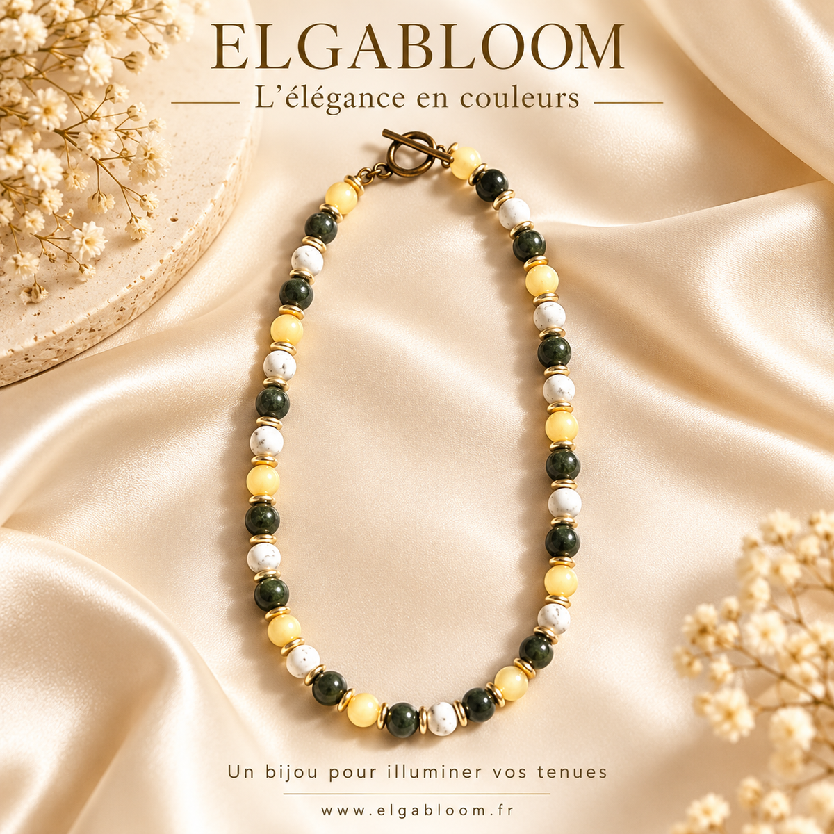 Collier de perles - acier inoxydable - 3 modèles au choix