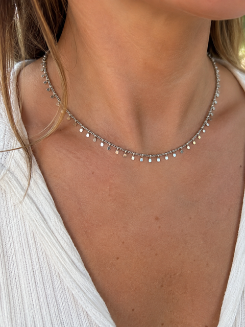Collier Bellière – Chaîne à pampilles en acier inoxydable 316L argenté