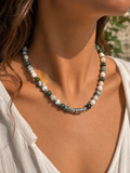 Collier Agate Rivière & Jade Vert Grade A – Pierres naturelles – Acier inoxydable