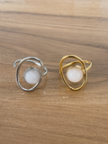 Bague DOREE Aura en quartz rose naturel – Acier inoxydable  – Bague réglable femme