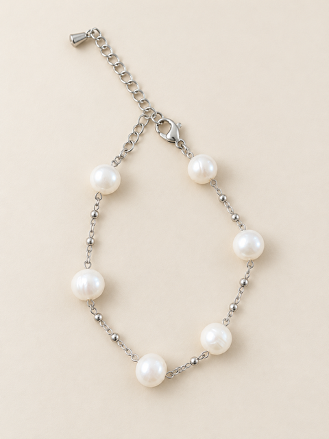 Bracelet "Epuré" - Perles d'eau douce 8mm et acier inoxydable