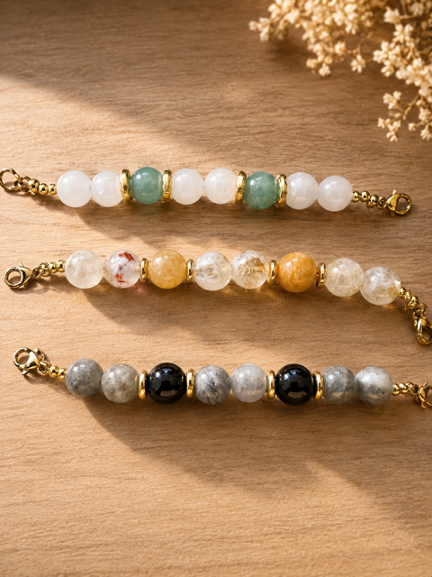 module doré interchangeable en pierre NATURELLE uniquement pour collier Elgabloom vendu sans chaine