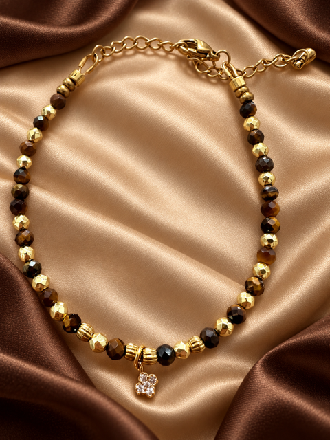 Bracelet Soléa doré - œil de tigre