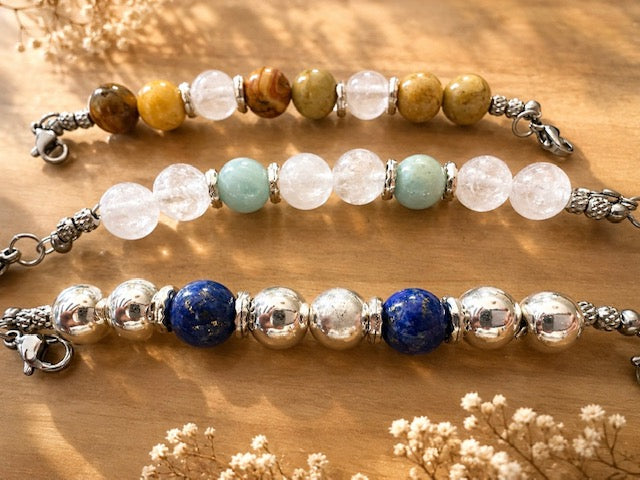 module argenté interchangeable en pierre NATURELLE uniquement pour collier Elgabloom vendu sans chaine