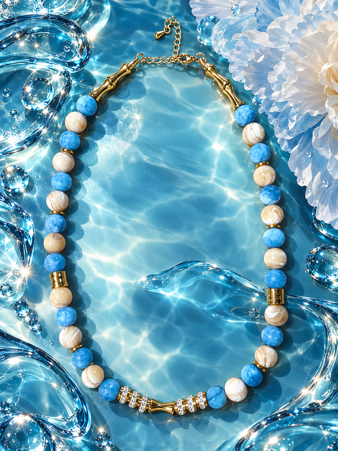 Collier de perles - acier inoxydable - 3 modèles au choix