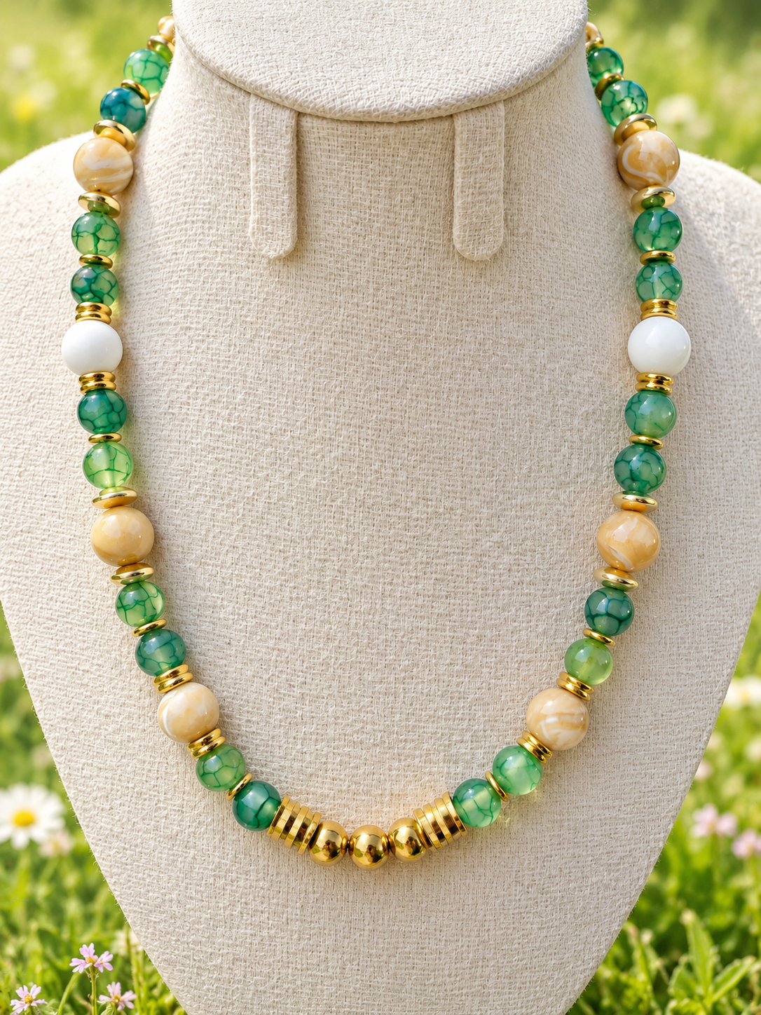 Collier de perles - acier inoxydable - 3 modèles au choix