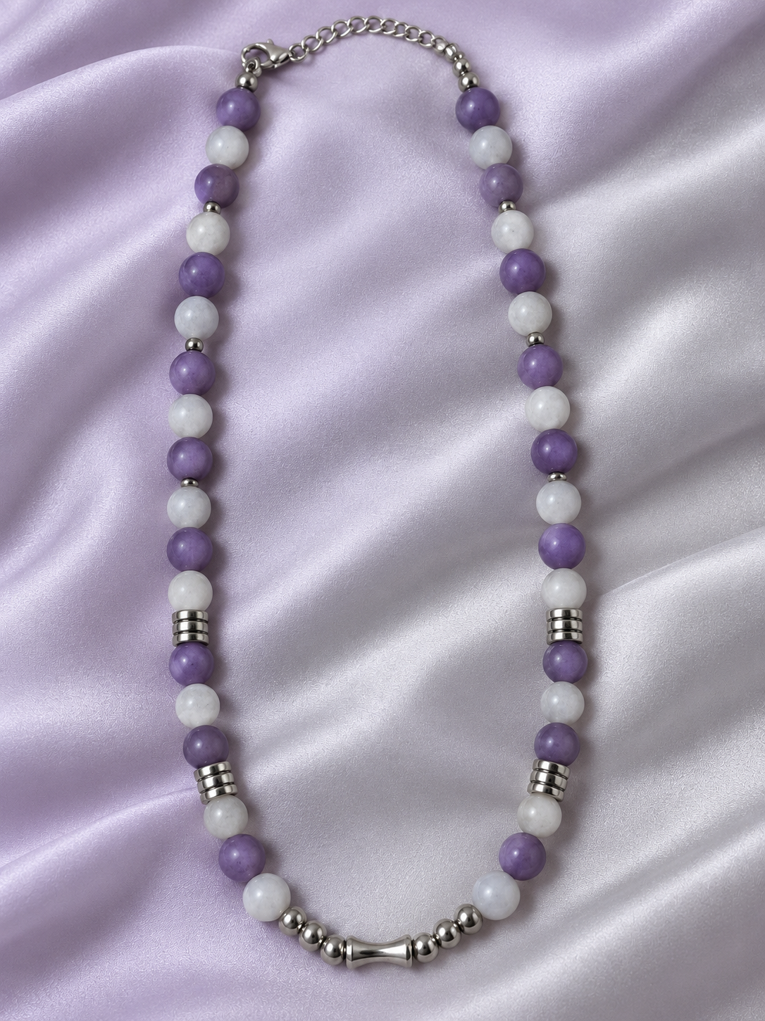 Colliers de perles - violet et gris ou Noir et caramel - 2 modèles au choix