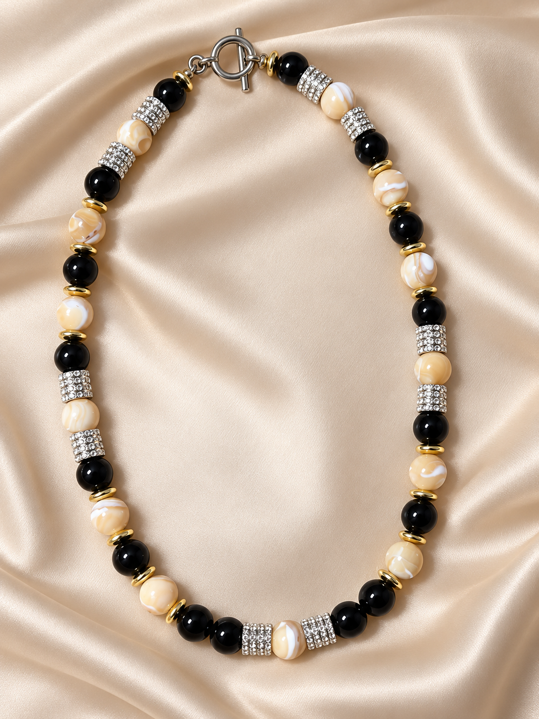 Colliers de perles - violet et gris ou Noir et caramel - 2 modèles au choix