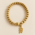 Bracelet Élia – Acier inoxydable 316L doré et breloque feuillage