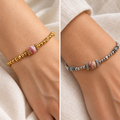 Bracelet Rosélia – Rhodochrosite et acier inoxydable 316L doré ou argenté
