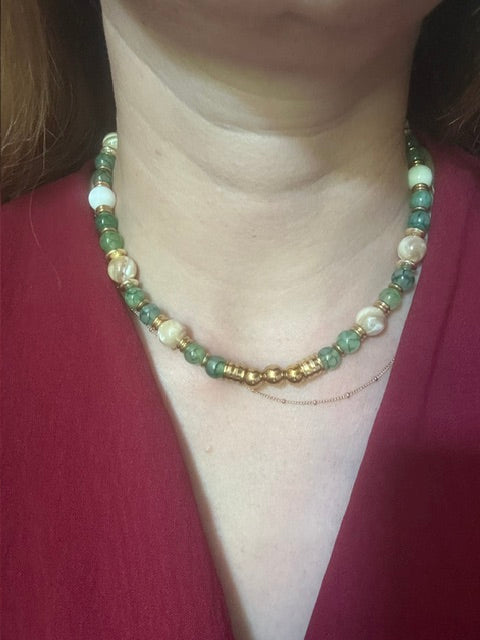 Collier femme vert ou noir ou orange