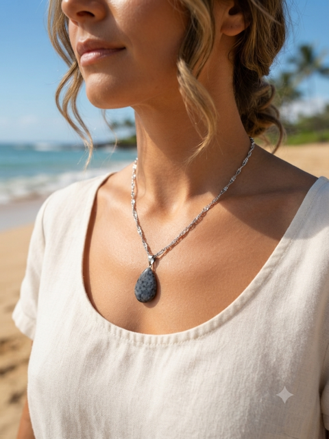 collier en acier inoxydable argenté et pendentif
