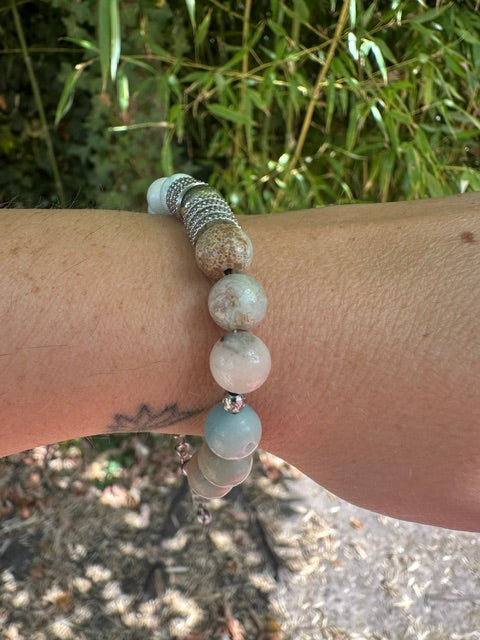 Bracelet full pierre naturelle Obsidienne ou lapis lazuli ou amazonite ou cornaline