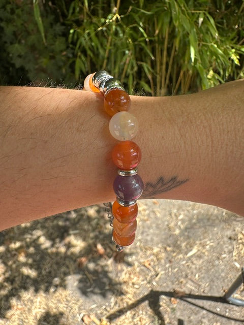 Bracelet full pierre naturelle Obsidienne ou lapis lazuli ou amazonite ou cornaline