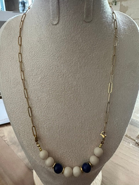 Collier Interchangeable femme en pierre NATURELLE modèle doré - Bijou fait main Collection prémium