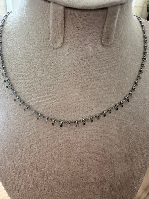Collier Bellière – Chaîne à pampilles en acier inoxydable 316L argenté