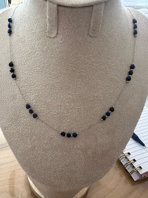 Collier Azur – Lapis-lazuli naturel – Acier inoxydable 316L – Collier fin femme