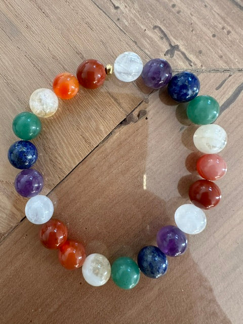 Bracelet Harmonie – 7 chakras – Pierres naturelles 8 mm – Bracelet élastique unisexe