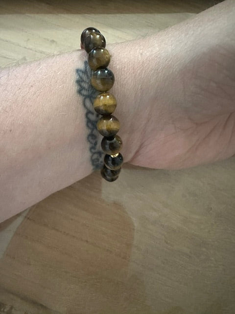 Bracelet 7 Chakras & Œil de Tigre – Pierres Naturelles – Bracelet Élastique Femme Homme