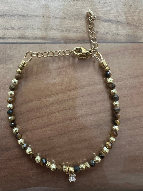 Bracelet œil de tigre doré – Soléa
