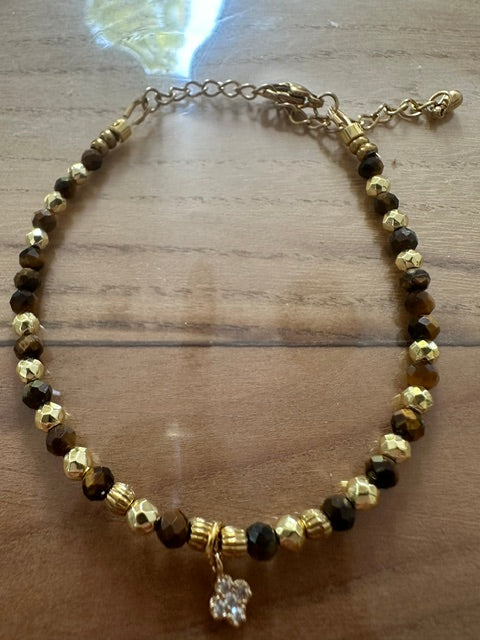 Bracelet œil de tigre doré – Soléa