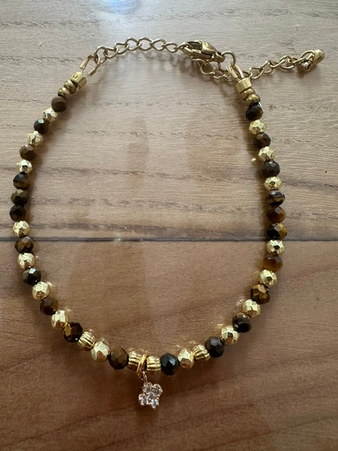 Bracelet œil de tigre doré – Soléa