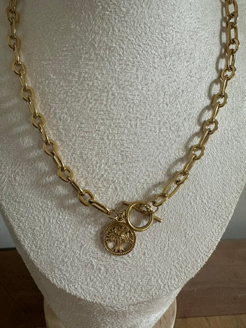 Collier doré Arbre de Vie – Acier inoxydable 316L – Fermoir T