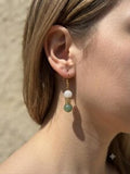 Boucles d'oreilles pendantes en pierres naturelles grade A - Béryls, aventurine verte et jade blanc - acier inoxydable