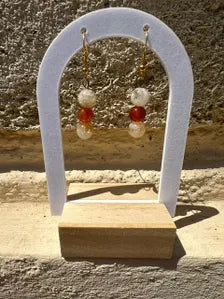 Boucle d'oreille en cornaline du Botswana citrine naturelle hématite 2 modéles au choix