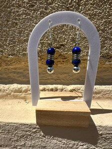 Boucles d'oreilles pendantes en pierre naturelle de 3 versions Lapis lazuli, Hématite, Labradorite et obsidienne noire