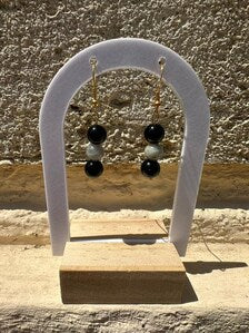 Boucles d'oreilles pendantes en pierre naturelle de 3 versions Lapis lazuli, Hématite, Labradorite et obsidienne noire