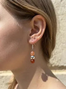 Boucle d'oreille en cornaline du Botswana citrine naturelle hématite 2 modéles au choix