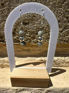Boucles d'oreilles pendantes en pierre naturelle de 3 versions Lapis lazuli, Hématite, Labradorite et obsidienne noire