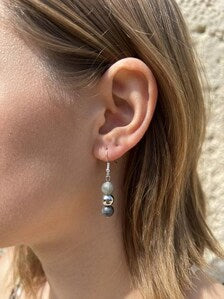 Boucles d'oreilles pendantes en pierre naturelle de 3 versions Lapis lazuli, Hématite, Labradorite et obsidienne noire