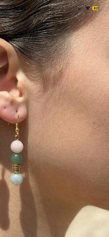 Boucles d'oreilles pendantes en pierres naturelles grade A - Béryls, aventurine verte et jade blanc - acier inoxydable
